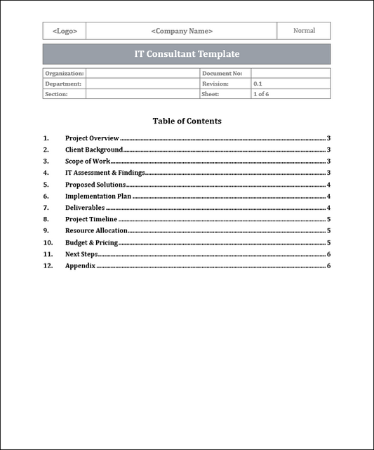 IT Consultant Template Free Download