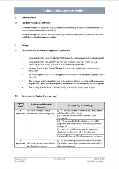 Incident management policy, Incident management