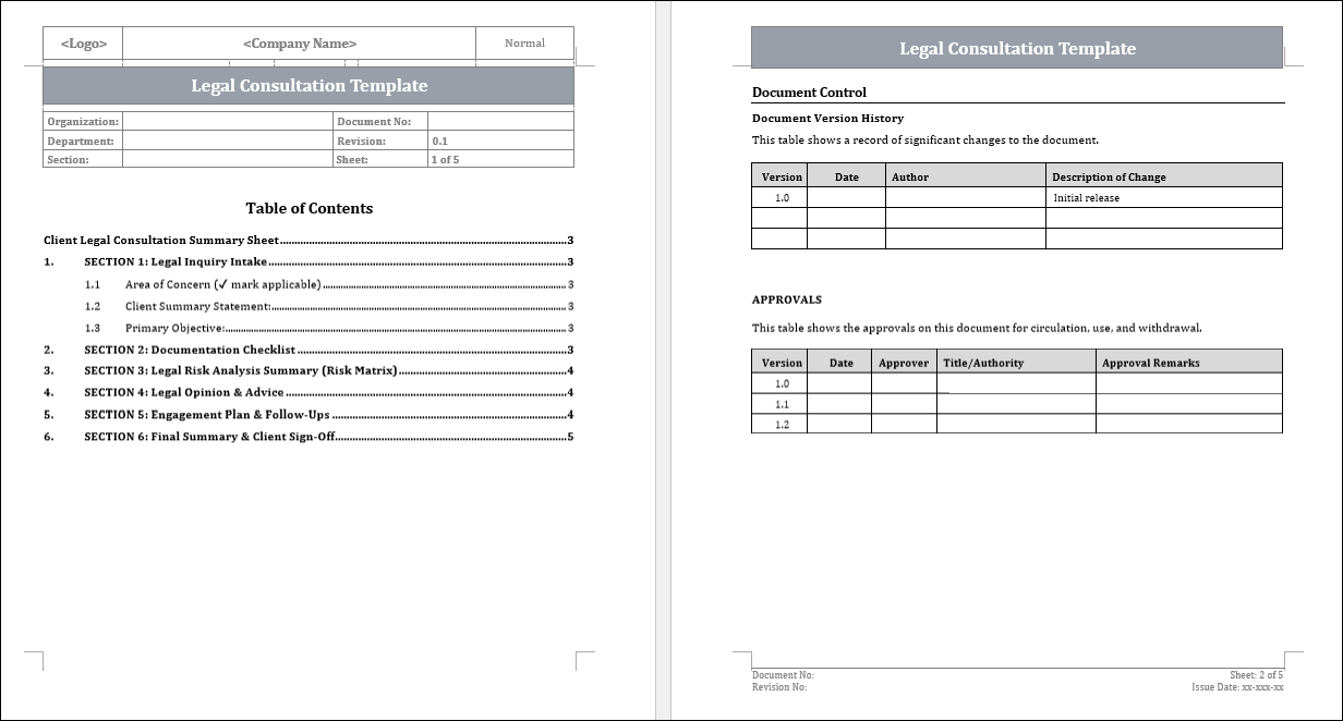 Legal Consultation Template Free Download – Consultant Docs