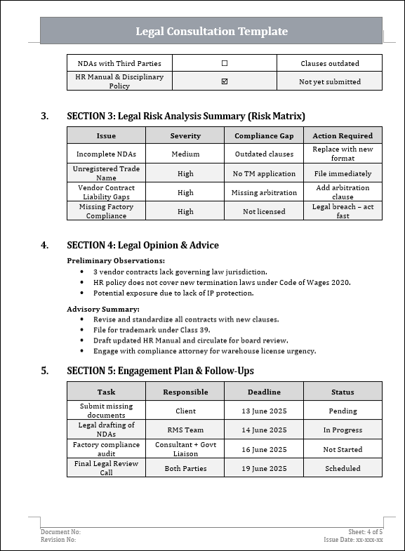 Legal Consultation Template