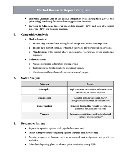 Market Research Report Template Free Download