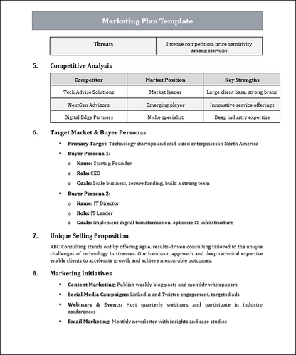 Marketing Plan Template Free Download