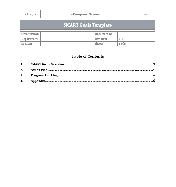 SMART Goals Template Free Download