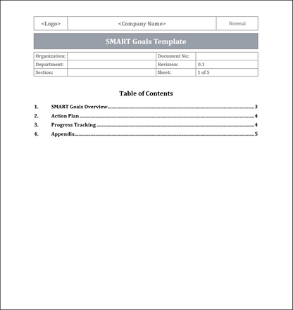 SMART Goals Template Free Download