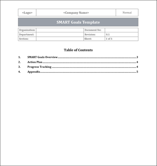 SMART Goals Template Free Download