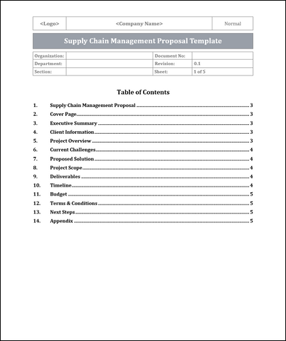 Supply Chain Management Proposal Template Free Download