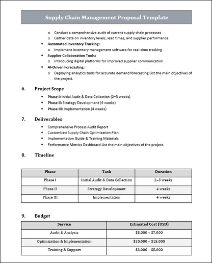 Supply Chain Management Proposal Template Free Download
