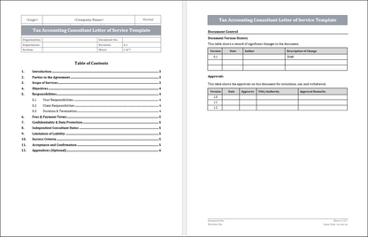 Tax Accounting Consultant Letter of Service Template
