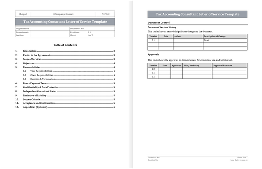Tax Accounting Consultant Letter of Service Template