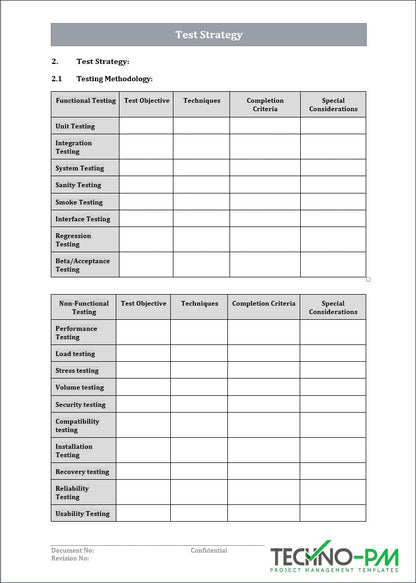Test Strategy Template