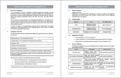 Business Plan Template Consulting Services Free Download