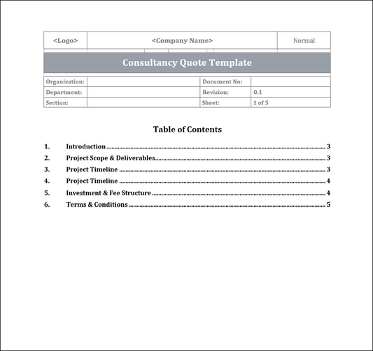 Consultancy Quote Template Free Download