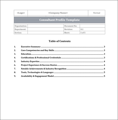 Consultant Profile Template Free Download
