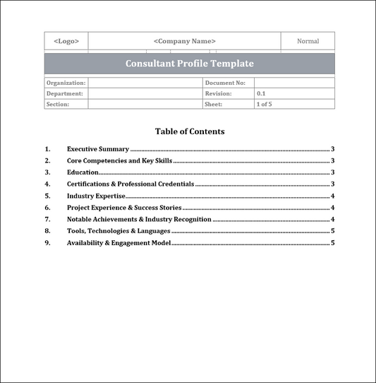 Consultant Profile Template Free Download