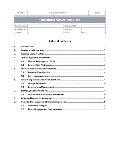 Consultant Survey Template Free Download