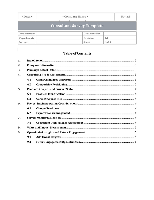 Consultant Survey Template Free Download