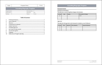 Consulting Biography Template Free Download