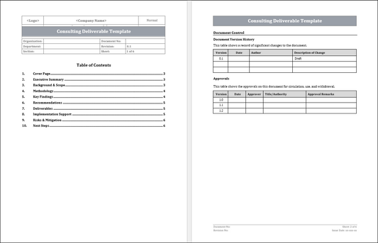 Consulting Deliverable Template Free Download