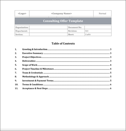 Consulting Offer Template Free Download