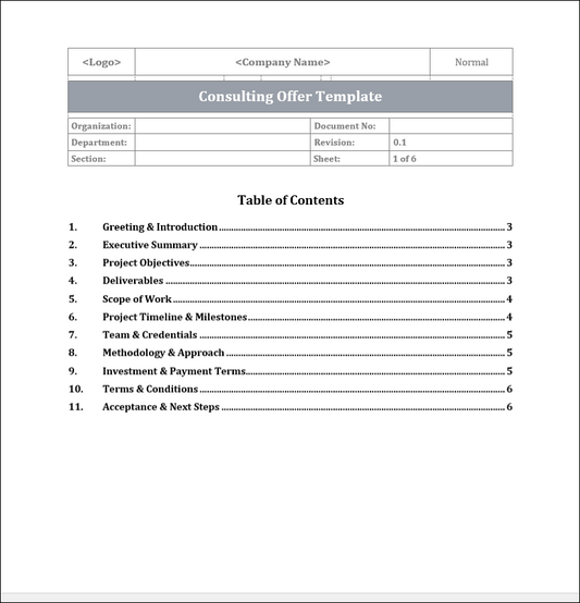 Consulting Offer Template Free Download