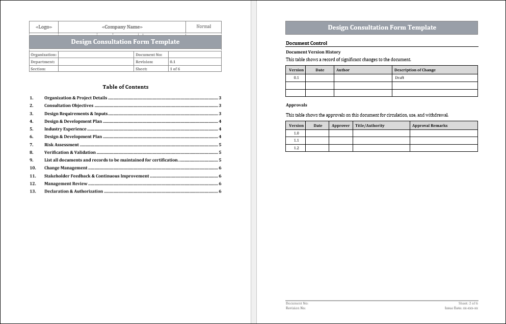 Design Consultation Form Template Free Download