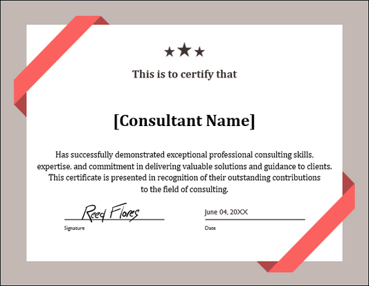 Professional Consultants Certificate Template Free Download