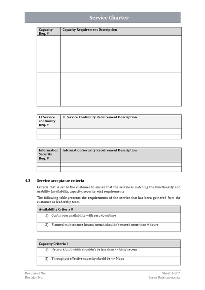 Service charter template, service charter