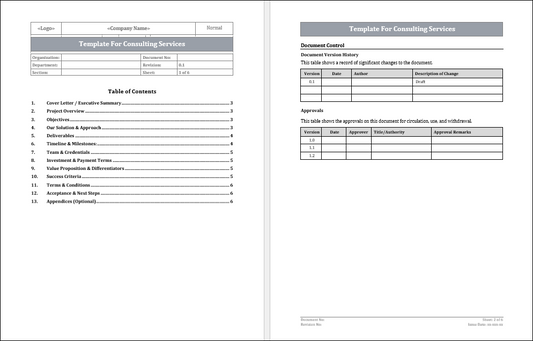 Template for Consulting Services Free Download